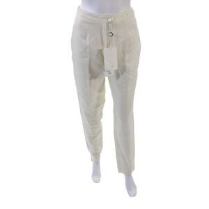 Penny Black Womens Linen Flat Front Mid-Rise Skinny Pants Trousers Cream Size 6